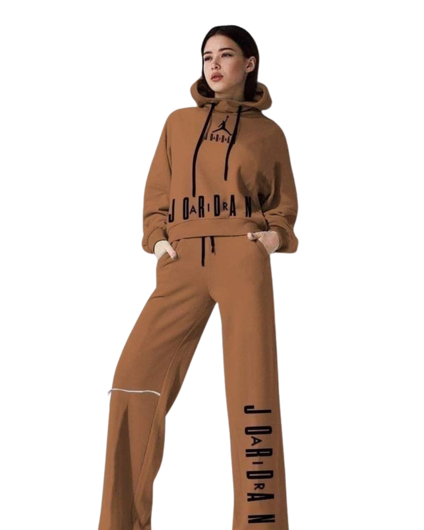 Premium Jordan Style Oversized Tracksuit – Camel Brown