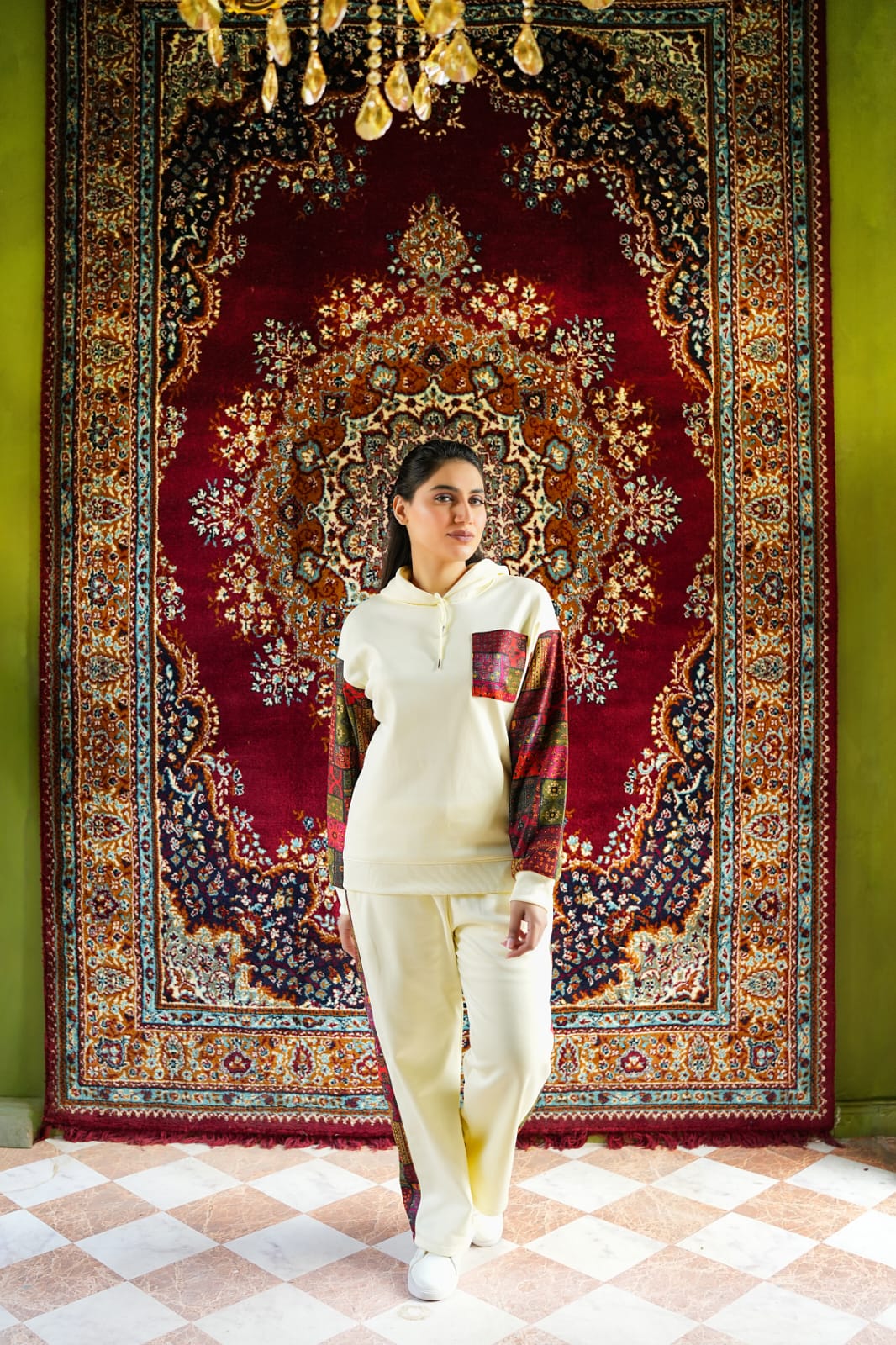 White Sindhi Fleese Tracksuit