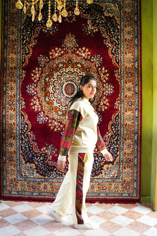 White Sindhi Fleese Tracksuit